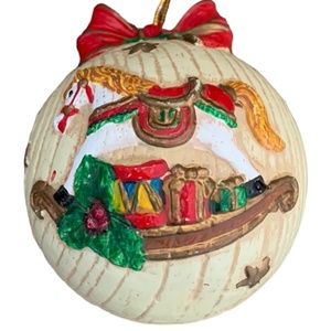 Vintage 3D Christmas Ball Ornament Rocking Horse Christmas Tree